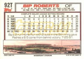 1992 Topps Traded - Gold #92T Bip Roberts Back