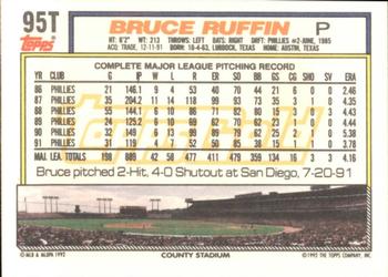 1992 Topps Traded - Gold #95T Bruce Ruffin Back