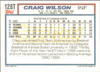 1992 Topps Traded - Gold #128T Craig Wilson Back