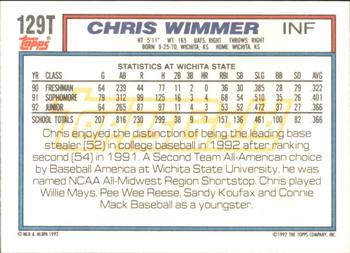 1992 Topps Traded - Gold #129T Chris Wimmer Back