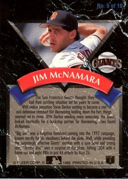 1992 Ultra - All-Rookie Team #5 Jim McNamara Back