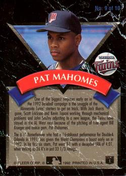 1992 Ultra - All-Rookie Team #9 Pat Mahomes Back