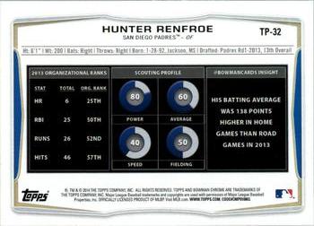 2014 Bowman Draft - Top Prospects #TP-32 Hunter Renfroe Back