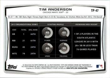 2014 Bowman Draft - Top Prospects #TP-47 Tim Anderson Back