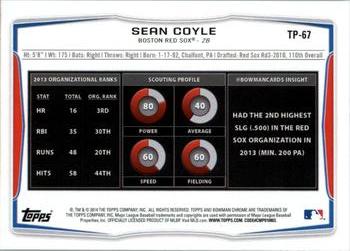 2014 Bowman Draft - Top Prospects #TP-67 Sean Coyle Back