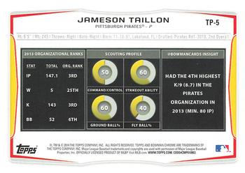 2014 Bowman Draft - Top Prospects #TP-5 Jameson Taillon Back