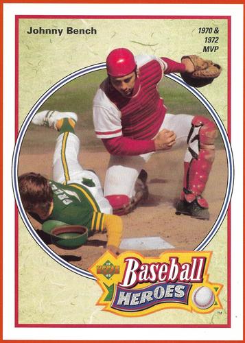 1992 Upper Deck - Baseball Heroes: Johnny Bench and Joe Morgan Box Bottoms #NNO Johnny Bench Front