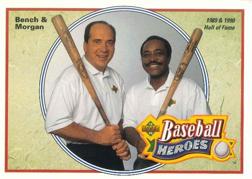1992 Upper Deck - Baseball Heroes: Johnny Bench and Joe Morgan Box Bottoms #NNO Johnny Bench / Joe Morgan Front