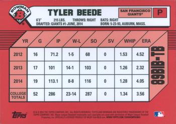 2014 Bowman Draft - 1989 Bowman is Back Silver Diamond Refractor #89BIB-TB Tyler Beede Back