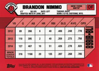 2014 Bowman Draft - 1989 Bowman is Back Silver Diamond Refractor #89BIB-BLI Brandon Nimmo Back