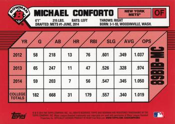 2014 Bowman Draft - 1989 Bowman is Back Silver Diamond Refractor #89BIB-MC Michael Conforto Back