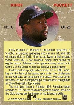 1992 Ultra - All-Stars #8 Kirby Puckett Back