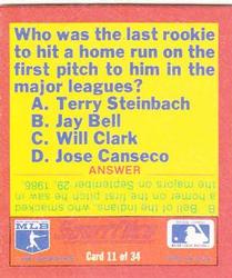 1987 Sportflics Rookies I - Rookie Trivia #11 Rookie Trivia Quiz Back