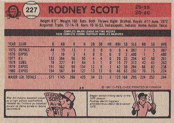 1981 O-Pee-Chee - Gray Back #227 Rodney Scott Back
