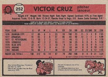 1981 O-Pee-Chee - Gray Back #252 Victor Cruz Back