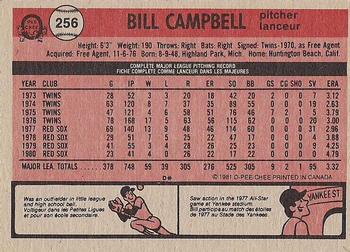1981 O-Pee-Chee - Gray Back #256 Bill Campbell Back