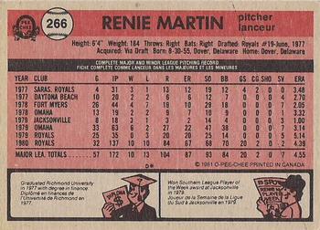 1981 O-Pee-Chee - Gray Back #266 Renie Martin Back