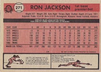 1981 O-Pee-Chee - Gray Back #271 Ron Jackson Back
