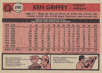 1981 O-Pee-Chee - Gray Back #280 Ken Griffey Back