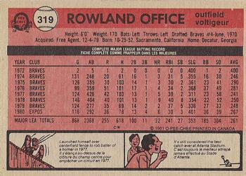 1981 O-Pee-Chee - Gray Back #319 Rowland Office Back