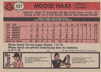 1981 O-Pee-Chee - Gray Back #327 Moose Haas Back