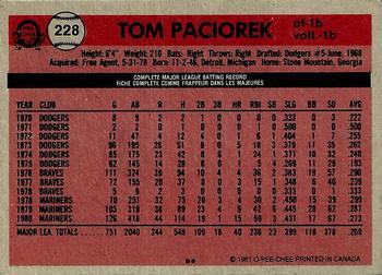 1981 O-Pee-Chee - Gray Back #228 Tom Paciorek Back