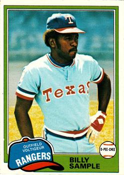 1981 O-Pee-Chee - Gray Back #283 Billy Sample Front