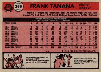 1981 O-Pee-Chee - Gray Back #369 Frank Tanana Back