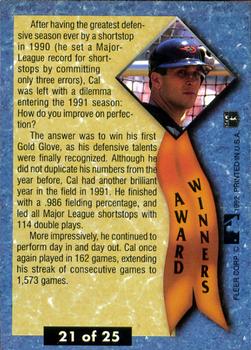 1992 Ultra - Award Winners #21 Cal Ripken, Jr. Back