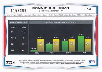 2014 Bowman Draft - Blue #DP74 Ronnie Williams Back