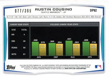 2014 Bowman Draft - Blue #DP82 Austin Cousino Back