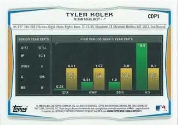 2014 Bowman Draft - Chrome #CDP1 Tyler Kolek Back