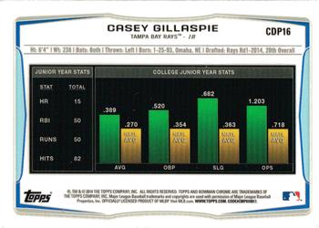 2014 Bowman Draft - Chrome #CDP16 Casey Gillaspie Back