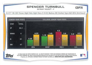 2014 Bowman Draft - Chrome #CDP70 Spencer Turnbull Back