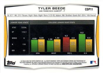 2014 Bowman Draft - Chrome #CDP11 Tyler Beede Back