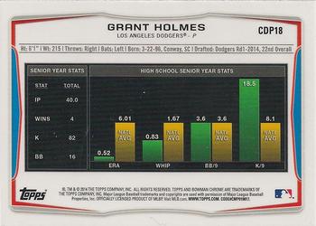 2014 Bowman Draft - Chrome #CDP18 Grant Holmes Back
