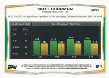 2014 Bowman Draft - Chrome #CDP21 Matt Chapman Back