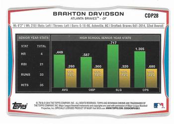 2014 Bowman Draft - Chrome #CDP28 Braxton Davidson Back