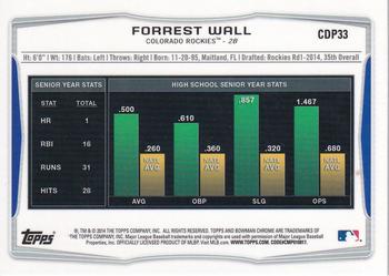 2014 Bowman Draft - Chrome #CDP33 Forrest Wall Back