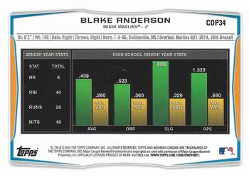 2014 Bowman Draft - Chrome #CDP34 Blake Anderson Back