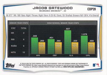 2014 Bowman Draft - Chrome #CDP39 Jacob Gatewood Back