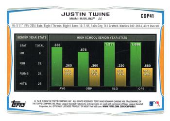 2014 Bowman Draft - Chrome #CDP41 Justin Twine Back
