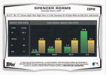 2014 Bowman Draft - Chrome #CDP42 Spencer Adams Back