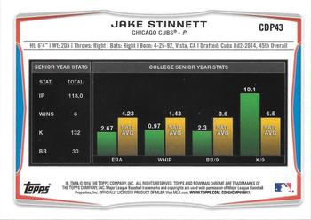 2014 Bowman Draft - Chrome #CDP43 Jake Stinnett Back