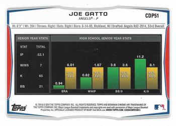 2014 Bowman Draft - Chrome #CDP51 Joe Gatto Back