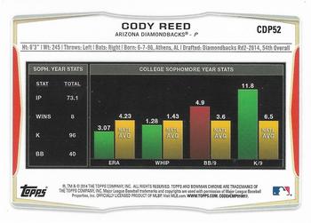 2014 Bowman Draft - Chrome #CDP52 Cody Reed Back