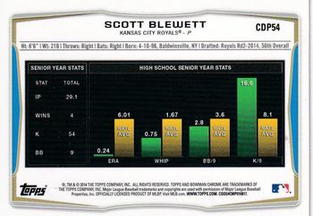 2014 Bowman Draft - Chrome #CDP54 Scott Blewett Back