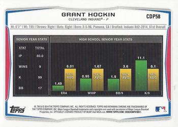 2014 Bowman Draft - Chrome #CDP58 Grant Hockin Back
