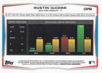 2014 Bowman Draft - Chrome #CDP60 Austin DeCarr Back