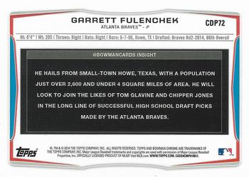 2014 Bowman Draft - Chrome #CDP72 Garrett Fulenchek Back